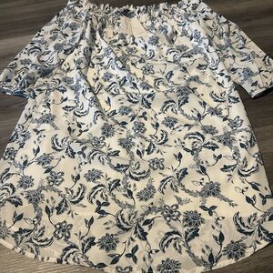 Banana Republic Navy Floral Off-Shoulder dress